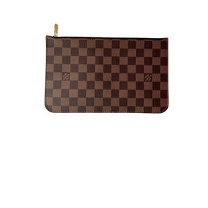 Louis Vuitton Neverfull Pouch Damier Ebene Clutch Brown 2021 Microchip